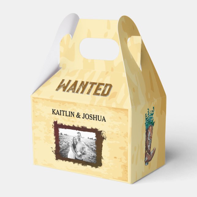 Rustic Western Wedding 🤠 Wanted Photo  Favor Box (Front Side)