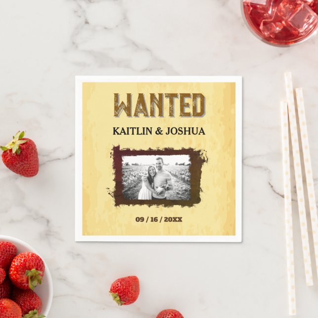 Rustic Western Wedding 🤠 WANTED Photo Napkin (Insitu)