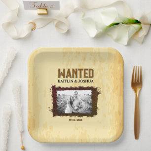Rustic Western Wedding 🤠 WANTED Photo Paper Plate