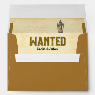 Rustic Western Wedding 🤠 Wanted Vintage Lantern   Envelope