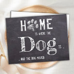 Rustic We've Moved Dog Moving Announcement Postcar Postcard<br><div class="desc">Home is Where The Dog Is ... and the dog moved! Let your best friend announce your move with this cute and funny dog moving announcement card on a rustic chalkboard slate design.. Personalize the back with names and your new address. This dog moving announcement is a must for all...</div>