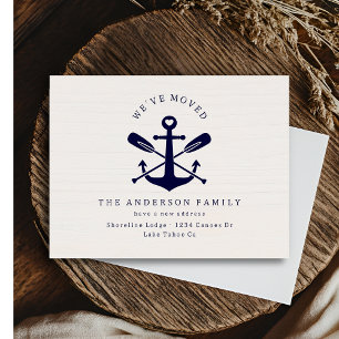 Rustic We've Moved New Address Nautical Beach Navy Postcard