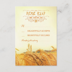 Rustic wheat field wedding RSVP cards