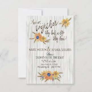 Rustic Wheated Sunflower Wedding Invitation