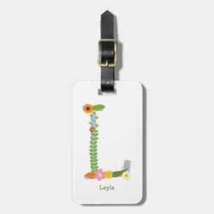 Rustic Whimsical Flower Monogram (L) Luggage Tag