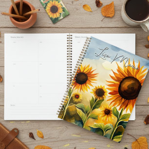 Rustic Whimsical Watercolor Sunflower Field Planner
