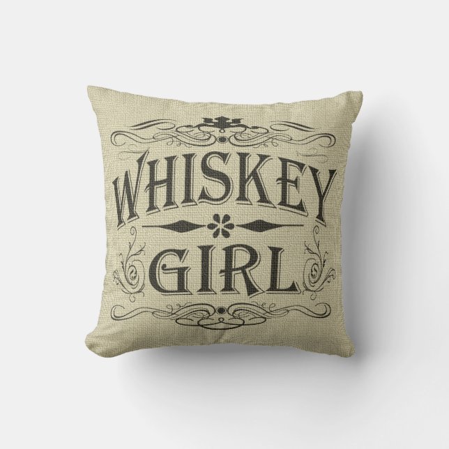 Rustic Whiskey Girl Throw Pillow (Front)