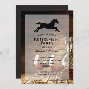 Rustic Whiskey Retirement Party Invitations