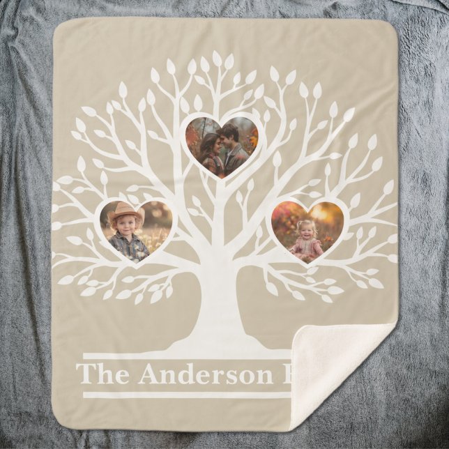 Rustic White 3 Photo Family Tree Personalized Sherpa Blanket (Rustic White 3 Photo Family Tree Personalized Sherpa Blanket
)