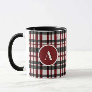 Rustic White and Red Plaid Pattern Mug