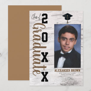 Rustic White Birch Graduation Photo Announcement  