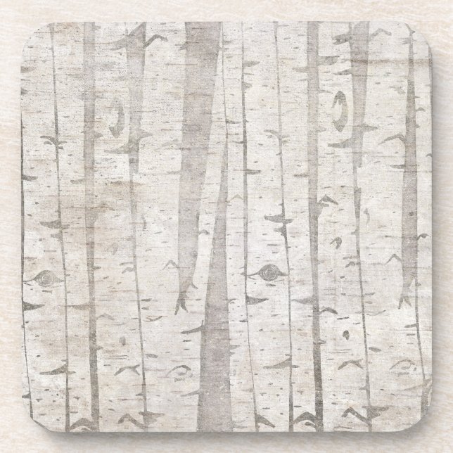 Rustic White Birch Trees Coaster (Front)