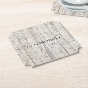 Rustic White Birch Trees Paper Coaster