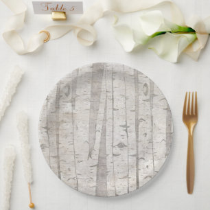 Rustic White Birch Trees Paper Plate