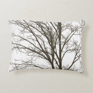 Rustic White Brown Tree Branches Accent Pillow