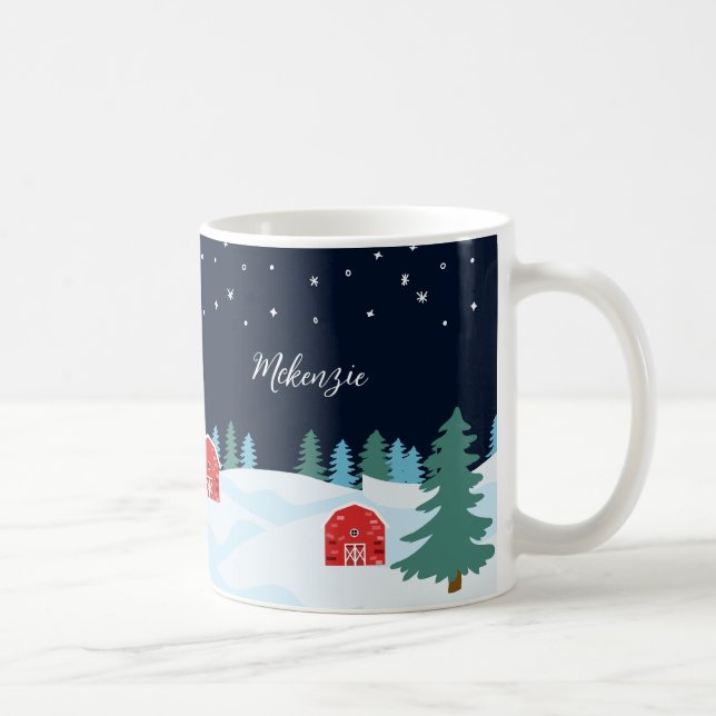 Rustic White Christmas Personalized Coffee Mug (Right)