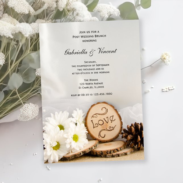 Rustic White Daisies Woodland Post Wedding Brunch Invitation (Creator Uploaded)