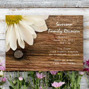 Rustic White Daisy and Barn Wood Family Reunion  Invitation