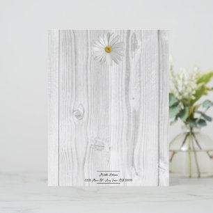 Rustic White Daisy Personalized Paper Sheet