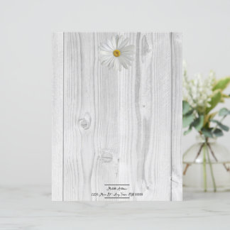 Rustic White Daisy Personalized Paper Sheet