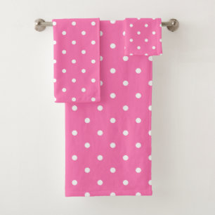 Rustic White Dots Pink Elegant Template Trendy Bath Towel Set