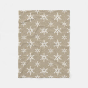 Rustic White Faux Burlap Snowflake Pattern Fleece Blanket