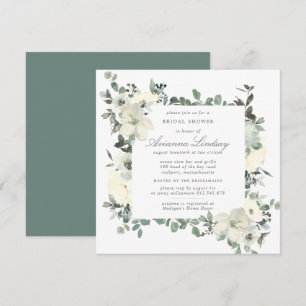 Rustic White Floral Botanical Bridal Shower Invitation