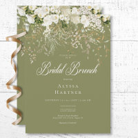 Rustic White Floral Drop Sage Green Bridal Brunch