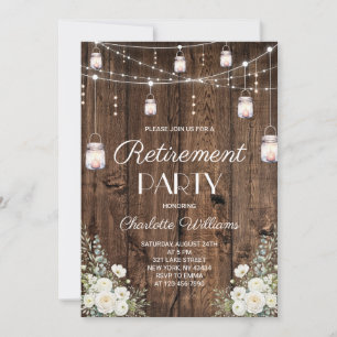 Rustic White Floral Retirement Party Invitation