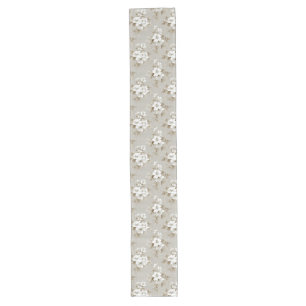 Rustic White Floral Tropical Table Runner