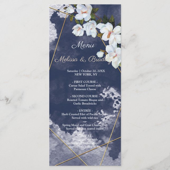 Rustic White Floral   Wedding Menu (Front)