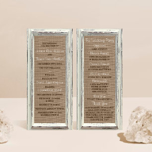 Rustic White Frame & Burlap Wedding Program