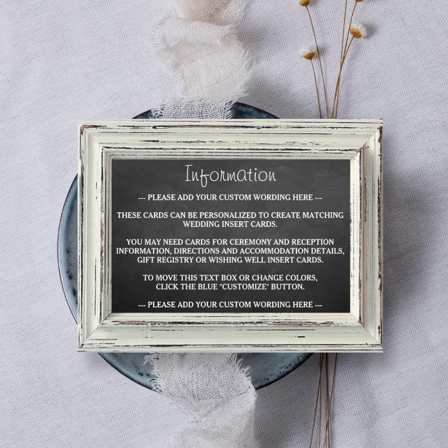 Rustic White Frame & Chalkboard Wedding Collection Enclosure Card (Creator Uploaded)