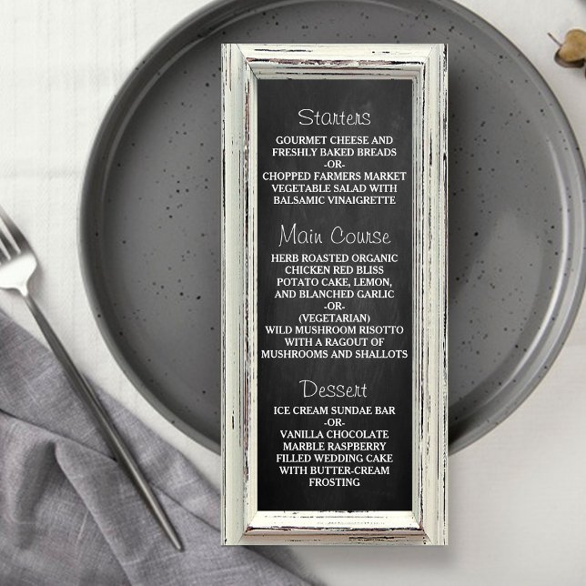 Rustic White Frame & Chalkboard Wedding Collection Menu (Creator Uploaded)