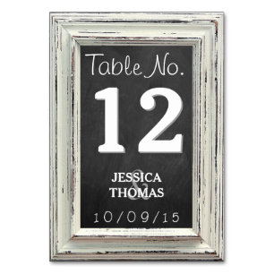 Rustic White Frame & Chalkboard Wedding Collection Table Number