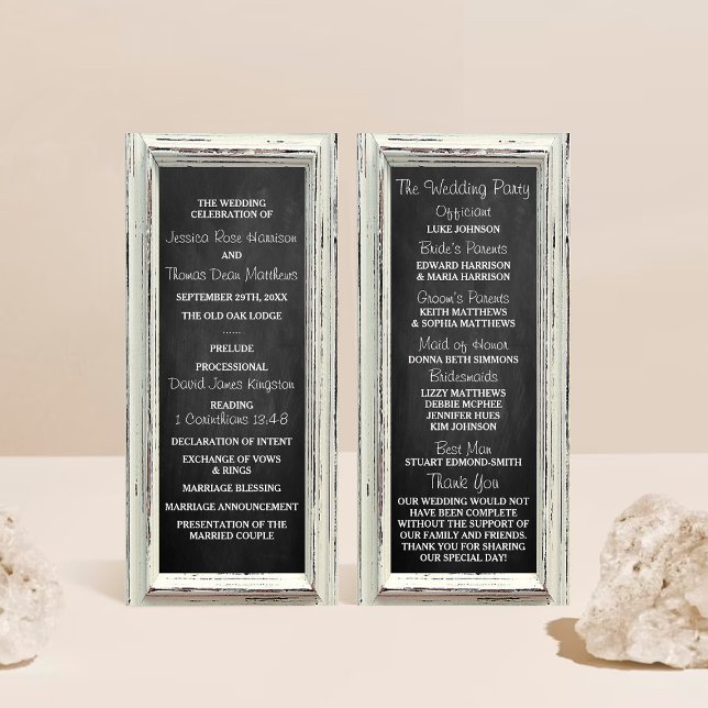 Rustic White Frame & Chalkboard Wedding Program (Creator Uploaded)