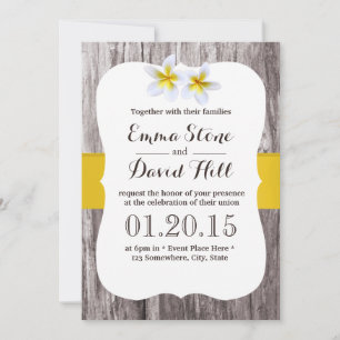 Rustic White Frangipani Flower Beach Wedding Invitation