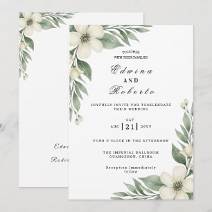 Rustic White Gardenia and Eucalyptus Wedding Invitation