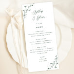 Rustic White & Green Botanical Wedding Menu Card<br><div class="desc">This lovely wedding reception menu card features a classic white background with hand-drawn wildflowers and elegant typography in deep sage green. Together these elements create an rustic yet elegant wedding menu that would be perfect for a romantic wedding any time of the year. This design coordinates with our Rustic Wildflowers...</div>