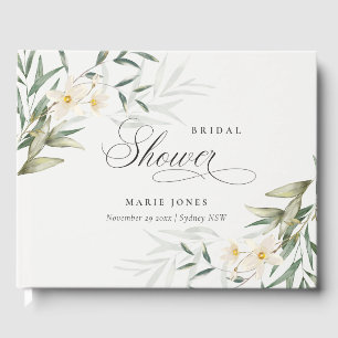 Rustic White Greenery Floral Bunch Bridal Shower Guest Book