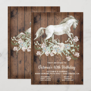 Rustic White Horse Birthday Party Invitation