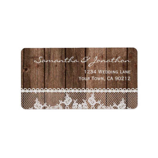 Rustic White Lace and Wood Label (Front)