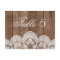 Rustic White Lace and Wood Wedding Table Number