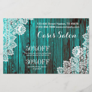 rustic white lace turquoise blue barn wood flyer