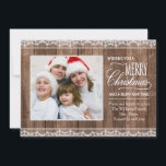 Rustic White Lace & Wood Christmas Flat Photo Card<br><div class="desc">Rustic White Lace & Wood Christmas Flat Photo Card</div>