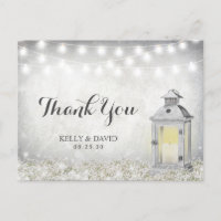 Rustic White Lantern Country Wedding Thank You