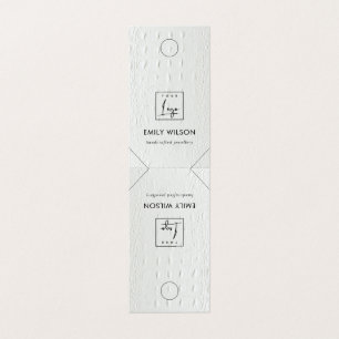 Rustic White Leather Hanging Necklace Display Logo Business Card