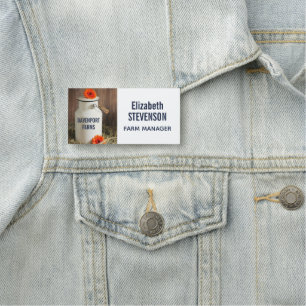 Rustic White Milk Jug with Orange Flowers Photo Name Tag