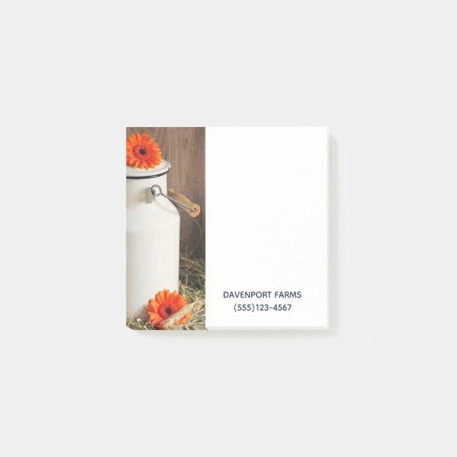 Rustic White Milk Jug with Orange Flowers Photo Post-it Notes (Front)