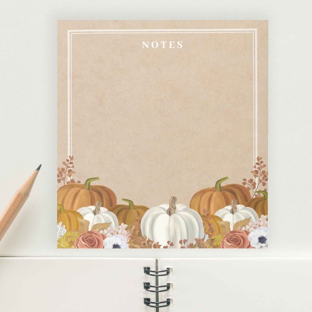 Rustic White Orange Pumpkin Notepad (Creator Uploaded)